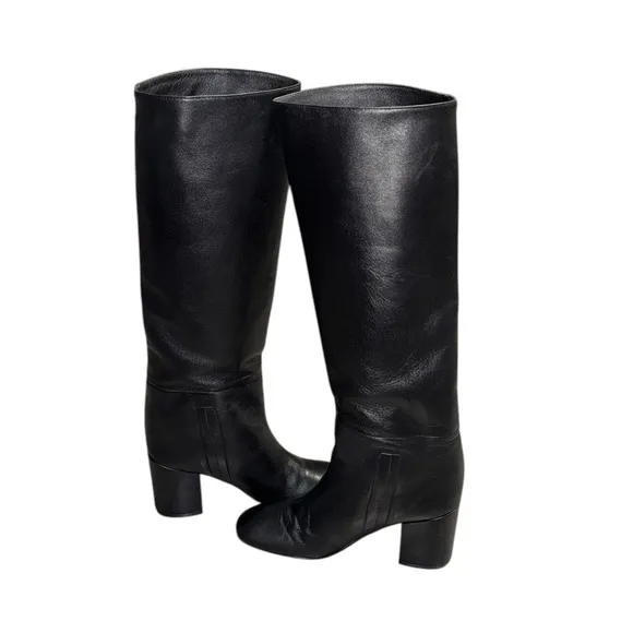 STUART WEITZMAN women’s black knee high leather pull on riding boots size 8 1/2