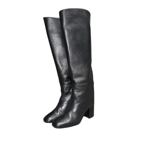 STUART WEITZMAN women’s black knee high leather pull on riding boots size 8 1/2