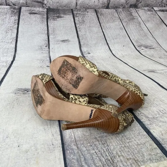 Stuart Weitzman Zip Up Snake Leather Sandals Shoes Womens Size 6.5 M‎