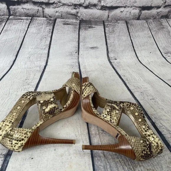 Stuart Weitzman Zip Up Snake Leather Sandals Shoes Womens Size 6.5 M‎