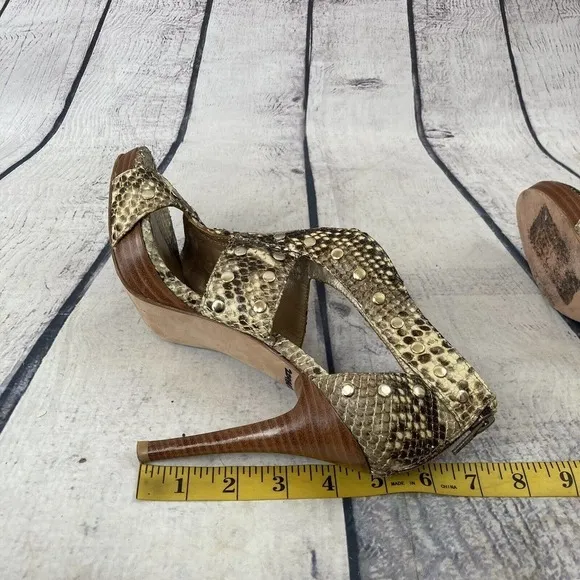 Stuart Weitzman Zip Up Snake Leather Sandals Shoes Womens Size 6.5 M‎