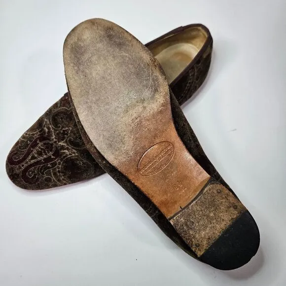 Stubbs &amp; Wootton Limited Edition Velvet Paisley Antique Loafer Smoking Shoes 6.5