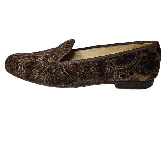 Stubbs &amp; Wootton Limited Edition Velvet Paisley Antique Loafer Smoking Shoes 6.5