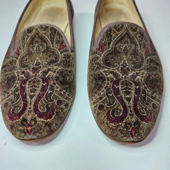Stubbs &amp; Wootton Limited Edition Velvet Paisley Antique Loafer Smoking Shoes 6.5