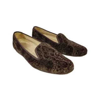 Stubbs &amp; Wootton Limited Edition Velvet Paisley Antique Loafer Smoking Shoes 6.5