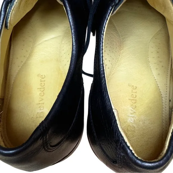 Studio Belvedere Size 11.5 Duke Cap Toe Comfort Dress Shoes Black Leather