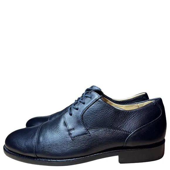 Studio Belvedere Size 11.5 Duke Cap Toe Comfort Dress Shoes Black Leather