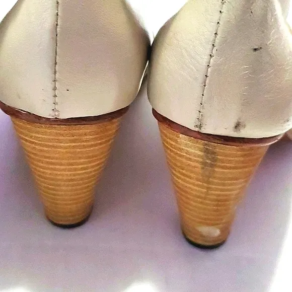 Studio F Boho Chic Cream Leather Ruched Heeled Boots Made in Colombia