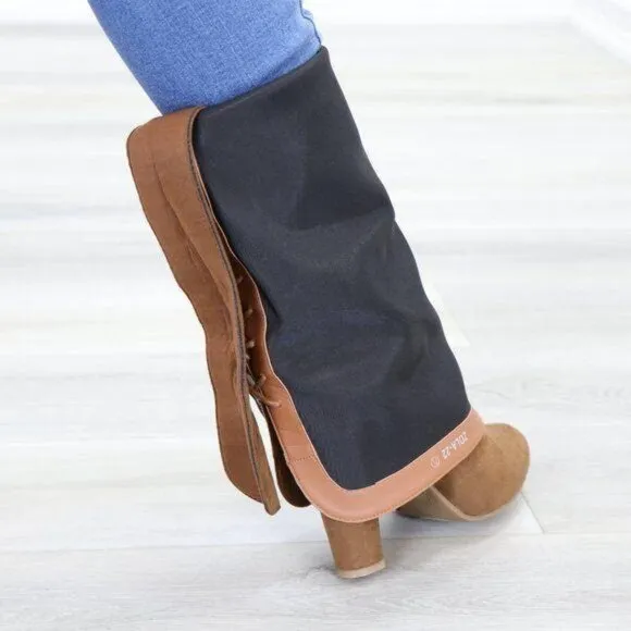 Suede Over The Knee Heeled Boots With Lace Up Back
