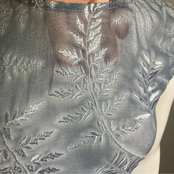 Sundance maxi dress size 6 sheer embroidered silk plant nature fern flower