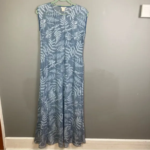 Sundance maxi dress size 6 sheer embroidered silk plant nature fern flower