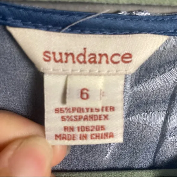 Sundance maxi dress size 6 sheer embroidered silk plant nature fern flower