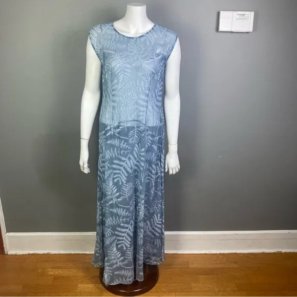 Sundance maxi dress size 6 sheer embroidered silk plant nature fern flower