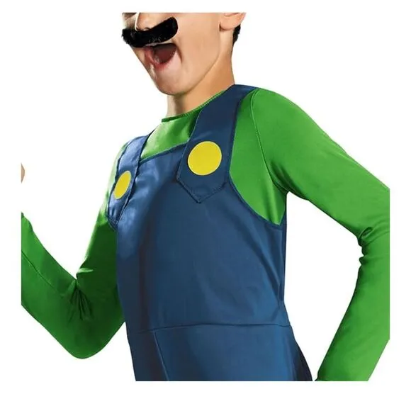 Super Mario Boys Luigi Costume Set / Blue/Green