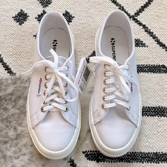 Superga 2750 Nappa Leather Optical White-Favorio—Women’s 7