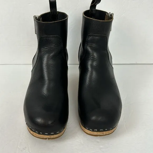 Swedish Hasbeens Zip It Emy Clog Boots Black Sz 39