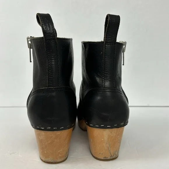Swedish Hasbeens Zip It Emy Clog Boots Black Sz 39