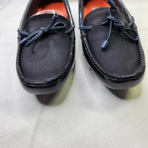 SWIMS Women's Black Navy Braided Lace Penny Slip-On Leather Loafer Shoes Size 6