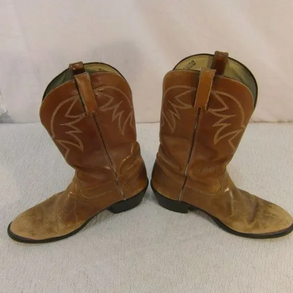 sz8-D MEN's DURANGO BROWN LEATHER COWBOY STYLE BOOTS NM 33276