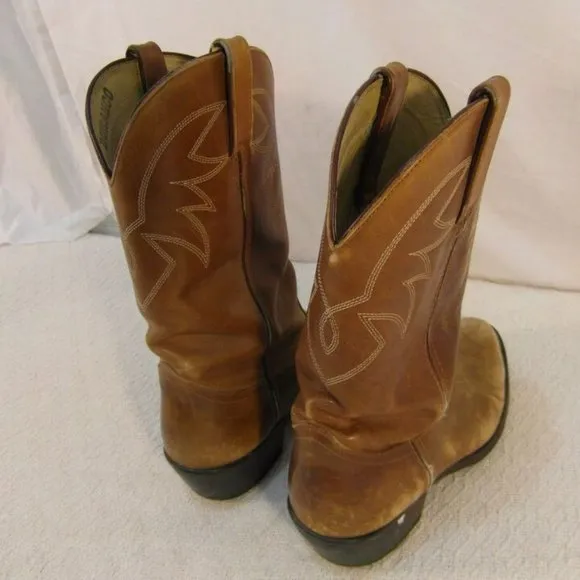 sz8-D MEN's DURANGO BROWN LEATHER COWBOY STYLE BOOTS NM 33276