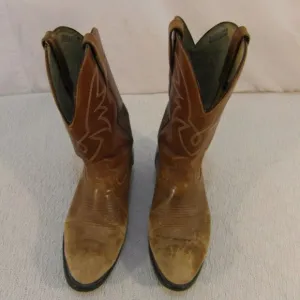 sz8-D MEN's DURANGO BROWN LEATHER COWBOY STYLE BOOTS NM 33276
