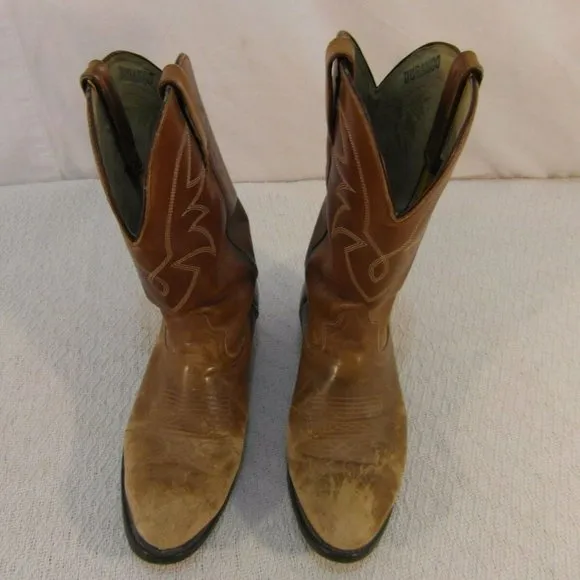 sz8-D MEN's DURANGO BROWN LEATHER COWBOY STYLE BOOTS NM 33276