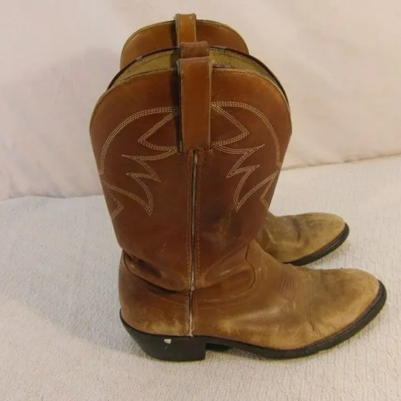 sz8-D MEN's DURANGO BROWN LEATHER COWBOY STYLE BOOTS NM 33276