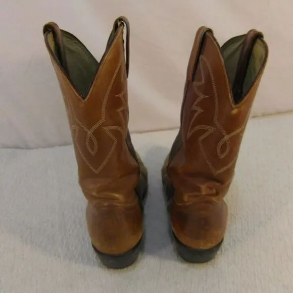 sz8-D MEN's DURANGO BROWN LEATHER COWBOY STYLE BOOTS NM 33276