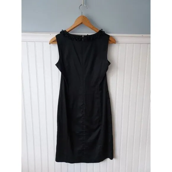 Talbots Petites 2P Sheath Dress V‎ Neck Notch Loop Accent Sleeveless Cotton