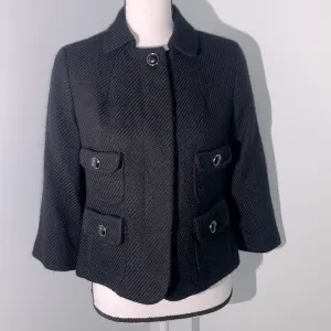 Talbots Women’s Tweed Black Blazer Jacket Size 6P
