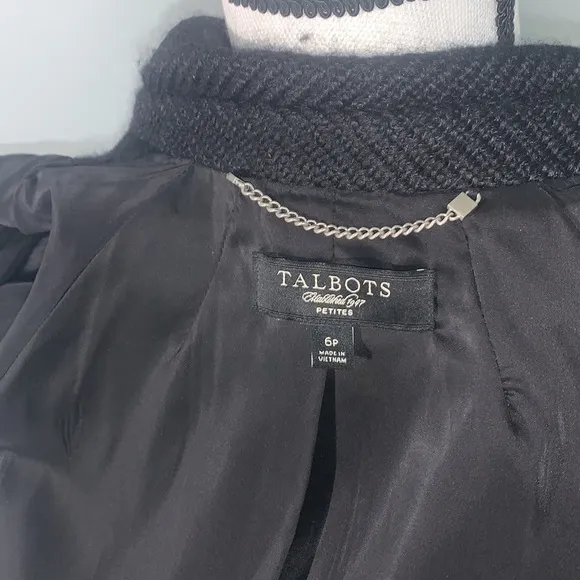 Talbots Women’s Tweed Black Blazer Jacket Size 6P