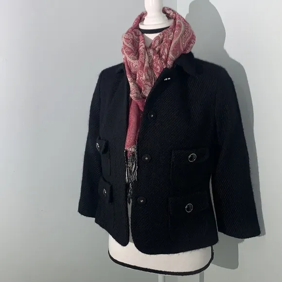 Talbots Women’s Tweed Black Blazer Jacket Size 6P
