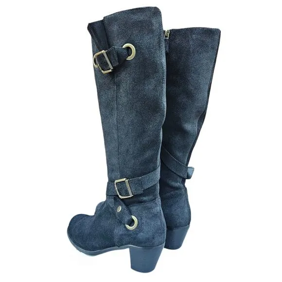 Tall Riding Boots KneeHigh Cordani Orlando Sz EU40 US 9 Black Suede Leather Moto