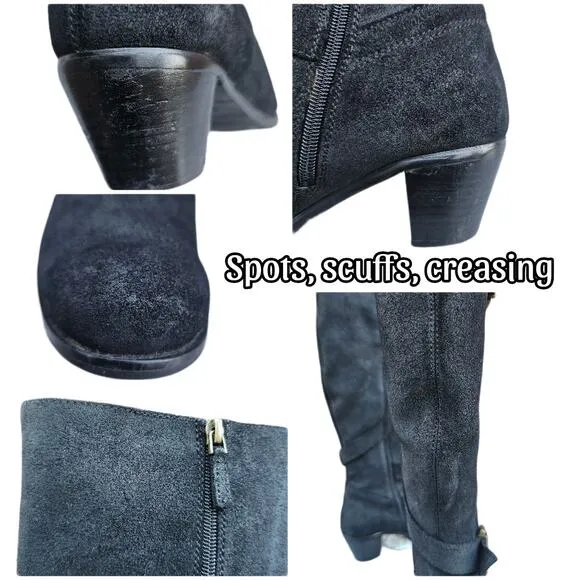 Tall Riding Boots KneeHigh Cordani Orlando Sz EU40 US 9 Black Suede Leather Moto