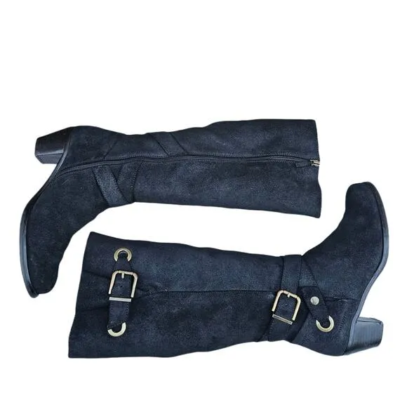 Tall Riding Boots KneeHigh Cordani Orlando Sz EU40 US 9 Black Suede Leather Moto