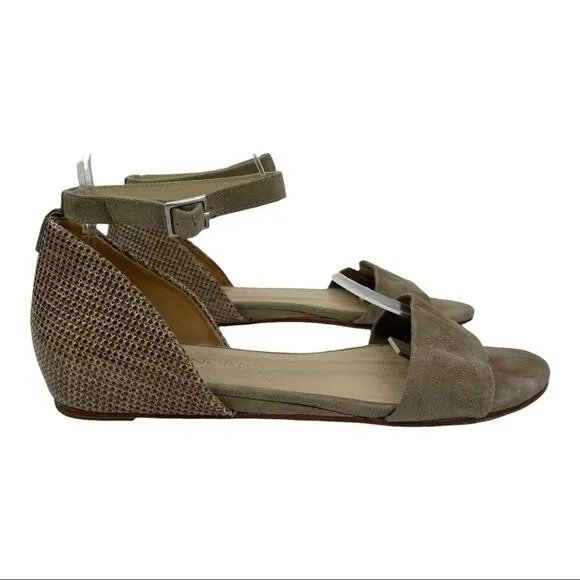 Tan Sandals Ankle Strap Coye Nokes Alexia Shoes Suede Leather Snakeskin Size 39