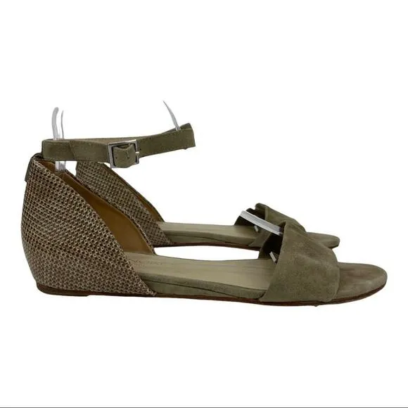 Tan Sandals Ankle Strap Coye Nokes Alexia Shoes Suede Leather Snakeskin Size 39
