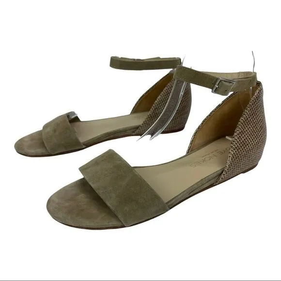 Tan Sandals Ankle Strap Coye Nokes Alexia Shoes Suede Leather Snakeskin Size 39