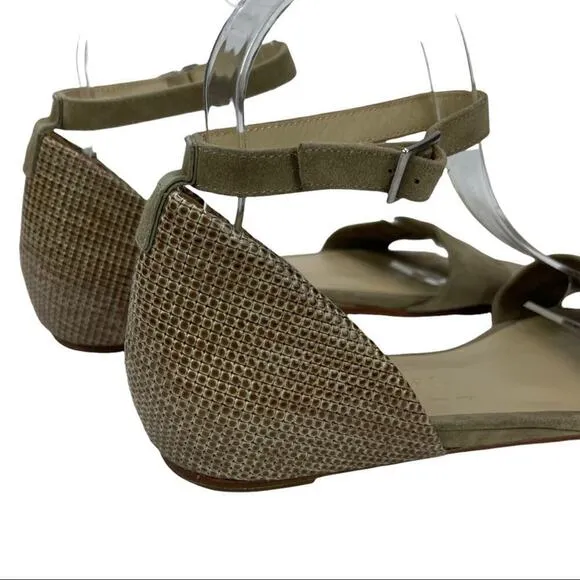 Tan Sandals Ankle Strap Coye Nokes Alexia Shoes Suede Leather Snakeskin Size 39