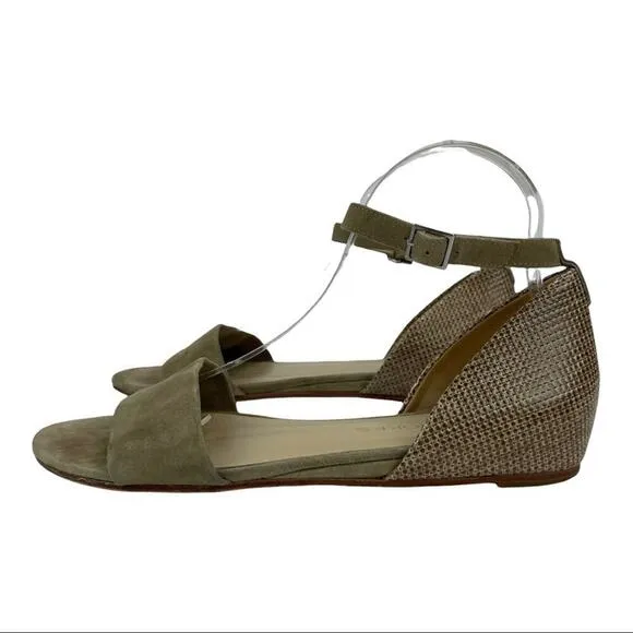 Tan Sandals Ankle Strap Coye Nokes Alexia Shoes Suede Leather Snakeskin Size 39