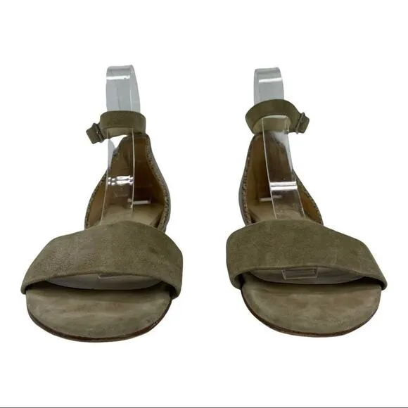 Tan Sandals Ankle Strap Coye Nokes Alexia Shoes Suede Leather Snakeskin Size 39