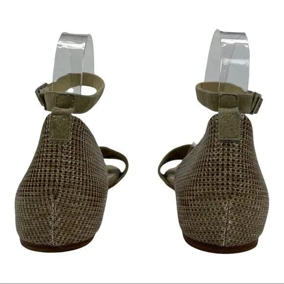 Tan Sandals Ankle Strap Coye Nokes Alexia Shoes Suede Leather Snakeskin Size 39