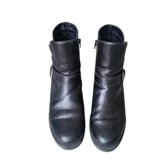 Taos Black Leather Combat Moto Boots Size 41