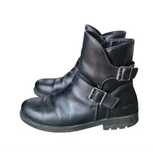 Taos Black Leather Combat Moto Boots Size 41