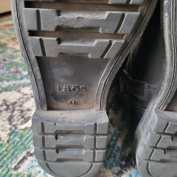 Taos Black Leather Combat Moto Boots Size 41