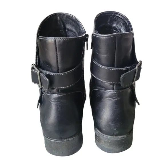 Taos Black Leather Combat Moto Boots Size 41