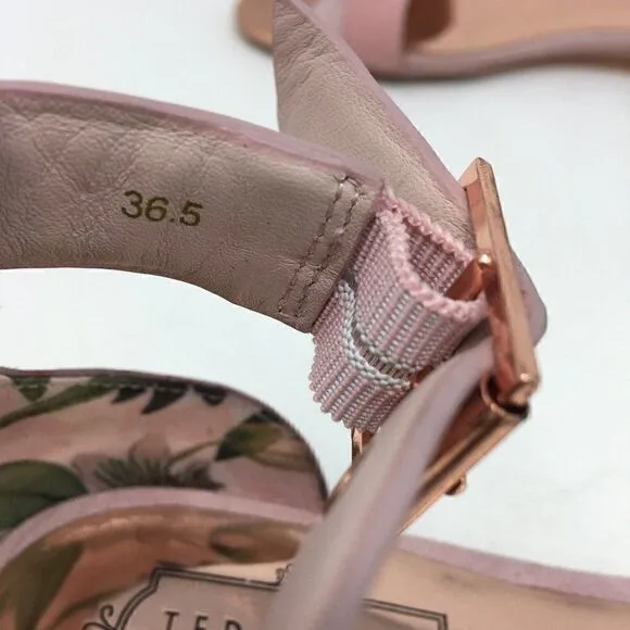 Ted Baker Women's Sandals Pink Size 6 London Ovey Strappy Rose Gold Stud Buckle