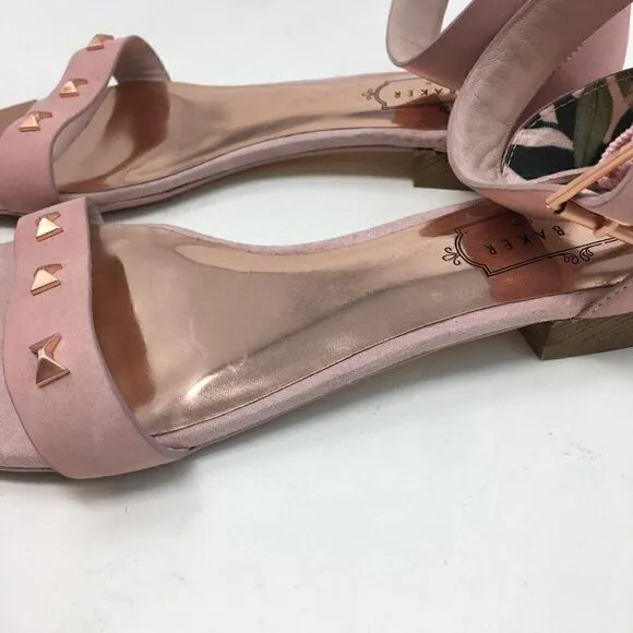 Ted Baker Women's Sandals Pink Size 6 London Ovey Strappy Rose Gold Stud Buckle