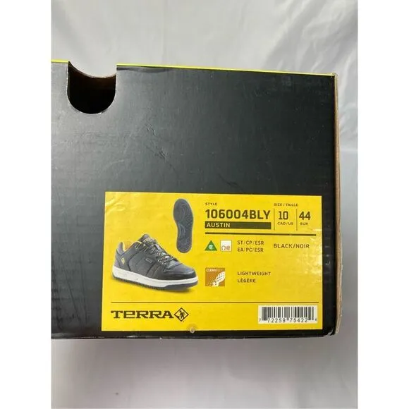Terra Austin ST SP ESR CSA Black Work Shoes Sz 10