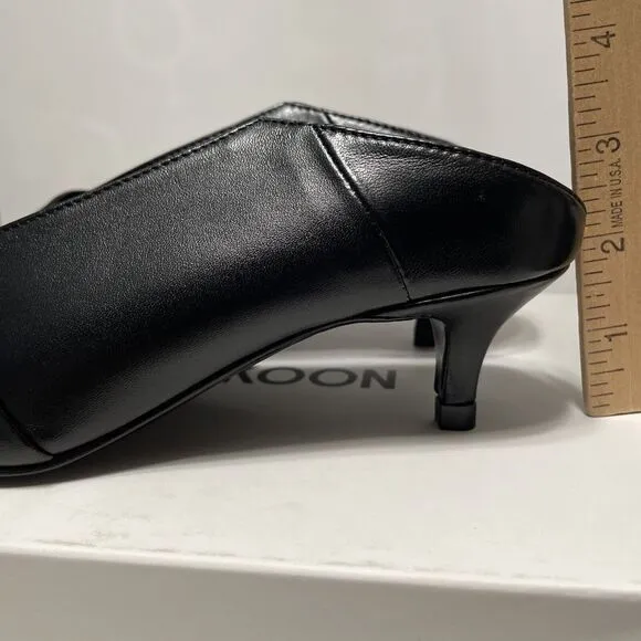 Thakoon 37 Kitten Heel Black Leather Slip On Mules Y2K Mobwife New In Box